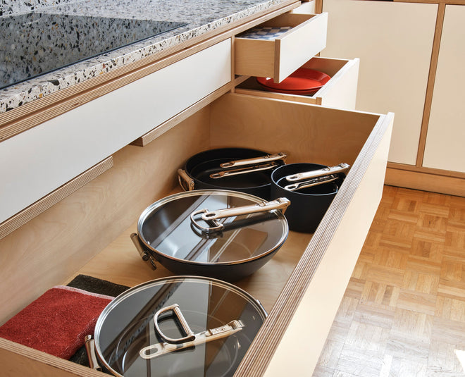 Space Folding Handle Ceramic Non-stick 32cm Blue Wok & Lid