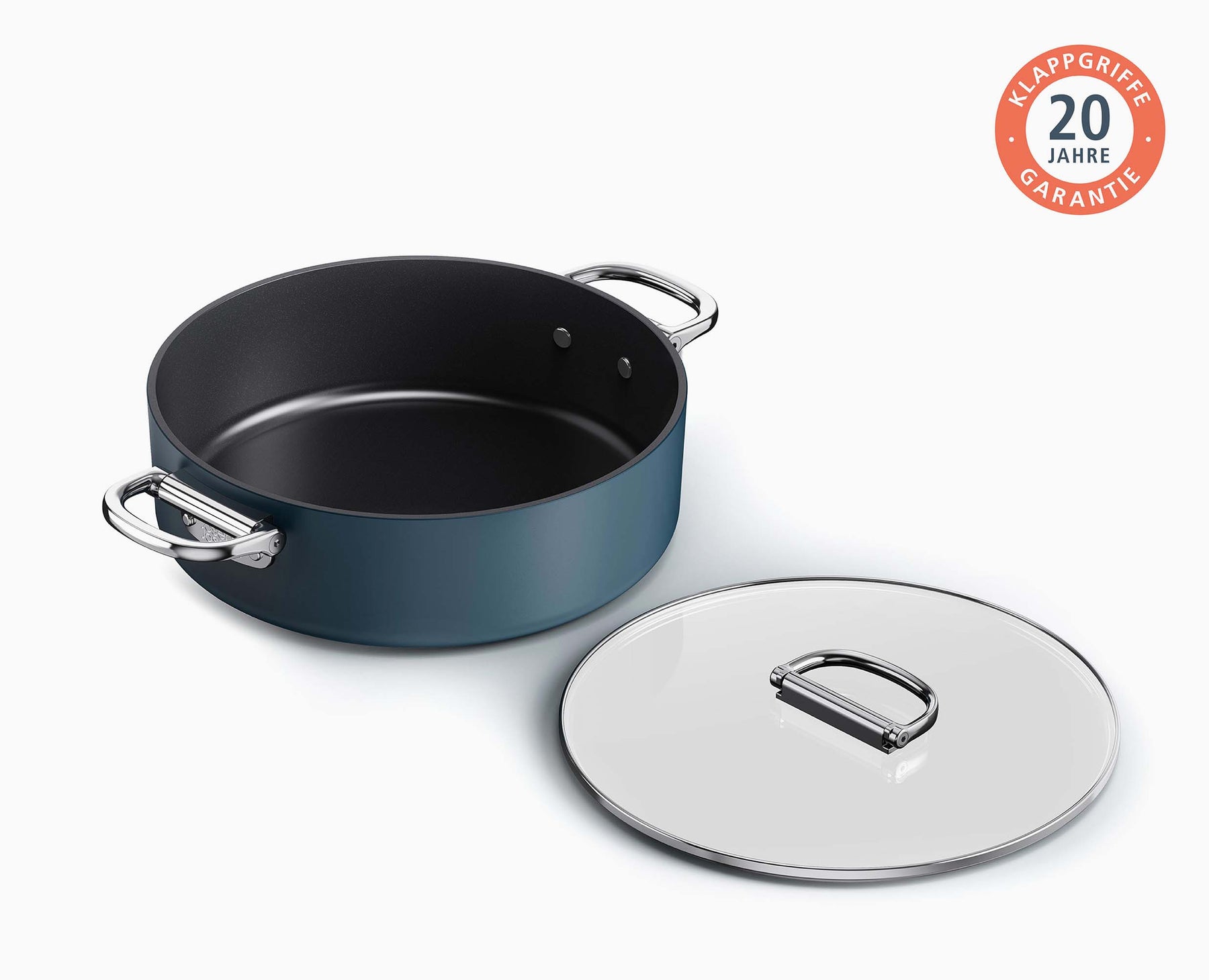 Space™ 28cm Non-stick Shallow Blue Casserole Pan & Lid - 45046 - Image 6