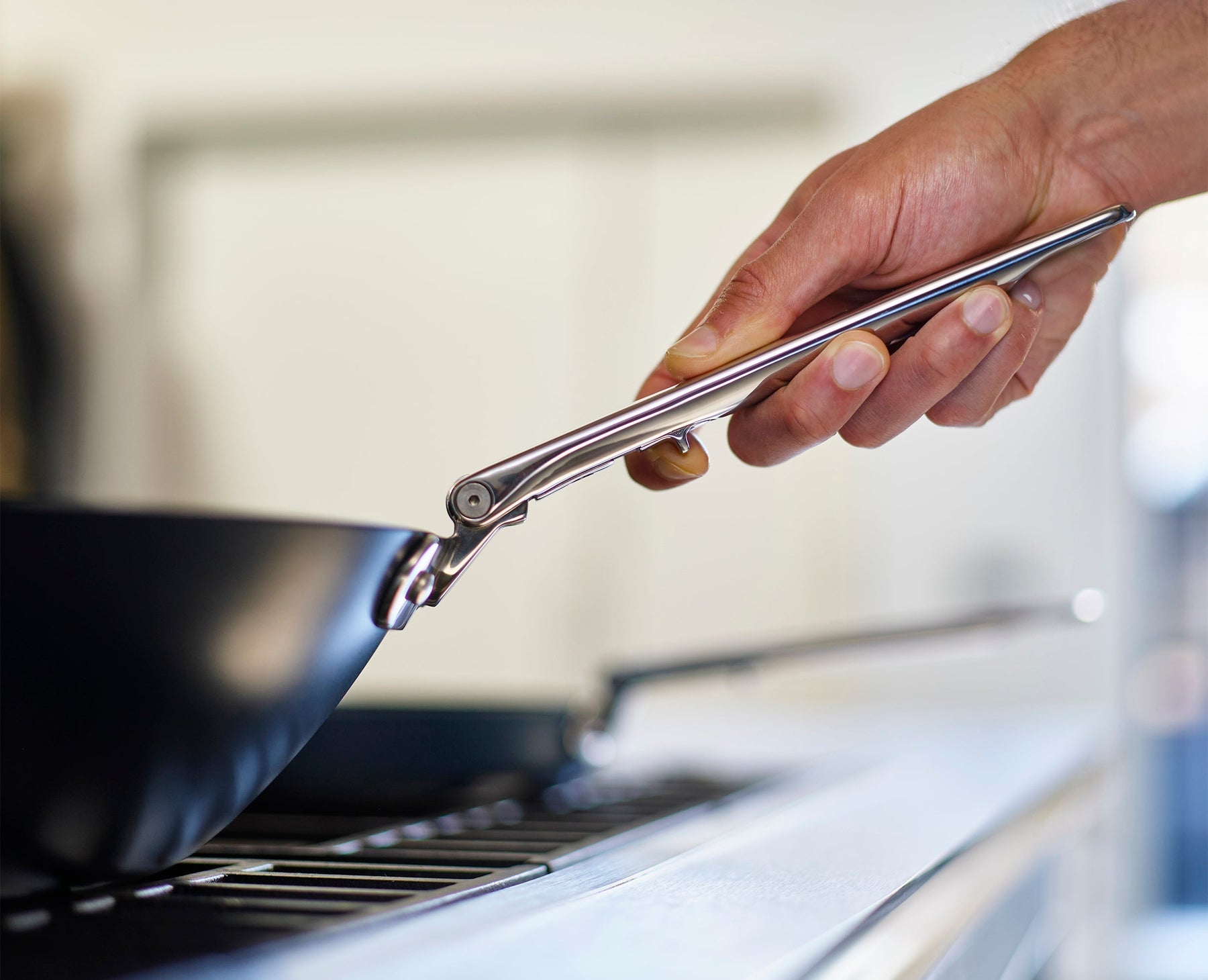 Space Folding Handle Ceramic Non-stick 32cm Blue Wok & Lid