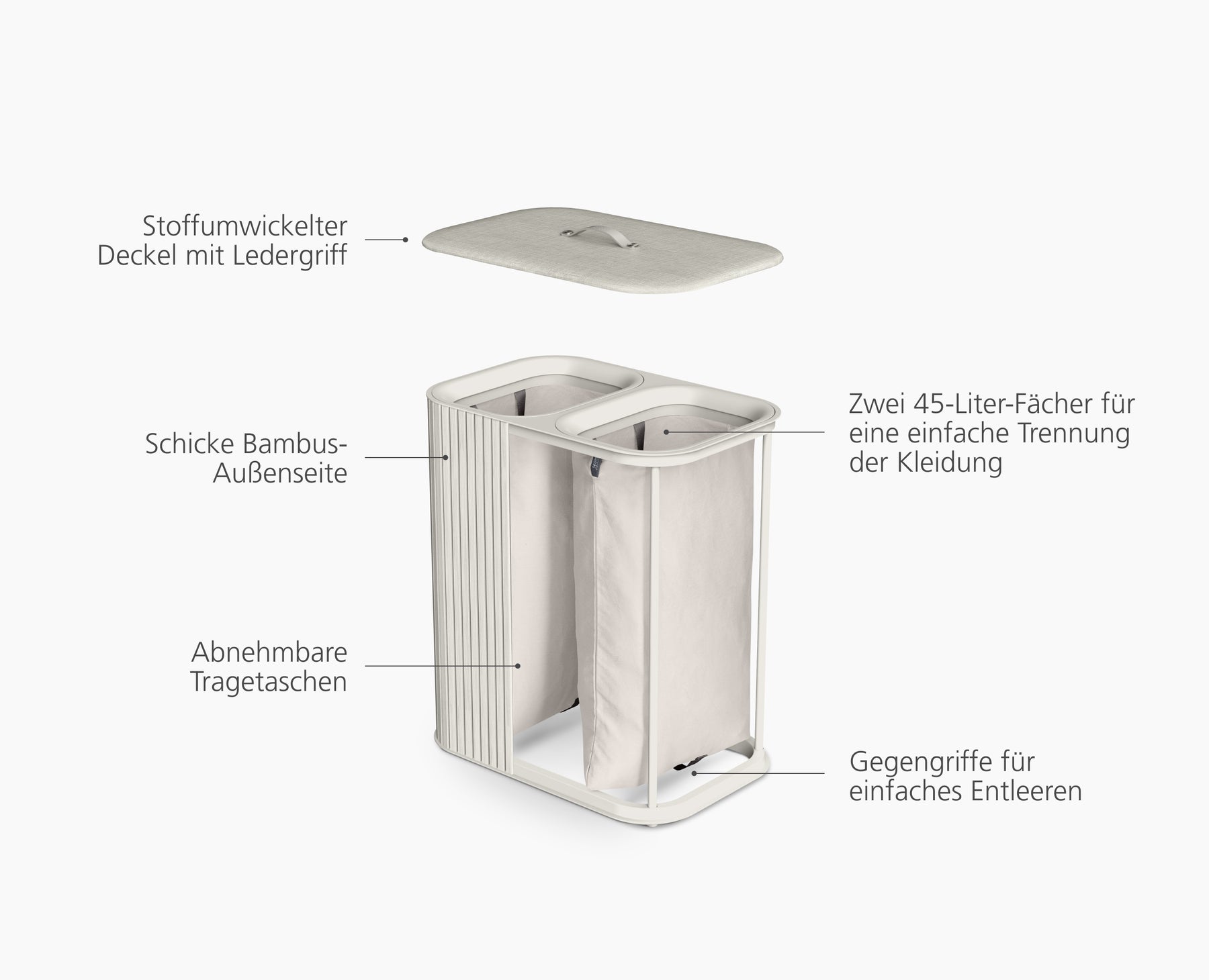 Tota Luxe 90L Ecru Laundry Separation Basket