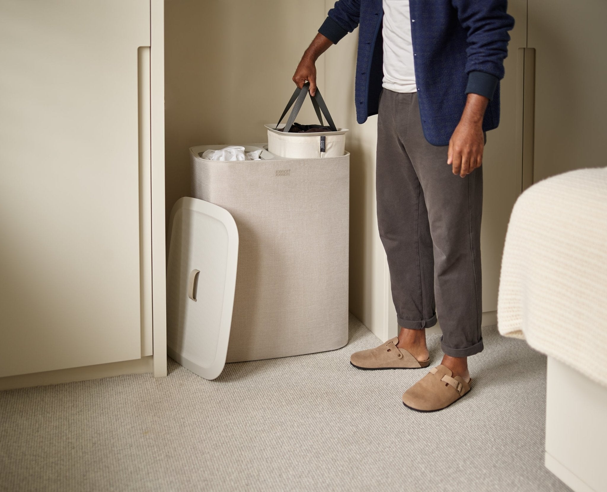 2-piece Ecru Tota 90L & Hold-All Laundry Basket Set