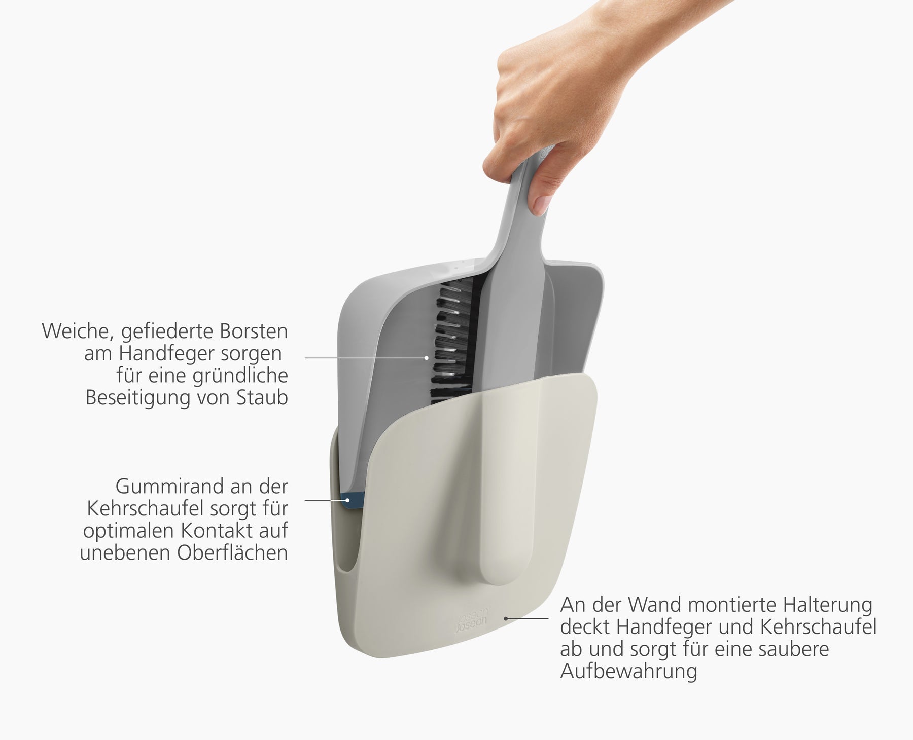 CleanTech Wall-Mounted Dustpan & Brush Set
