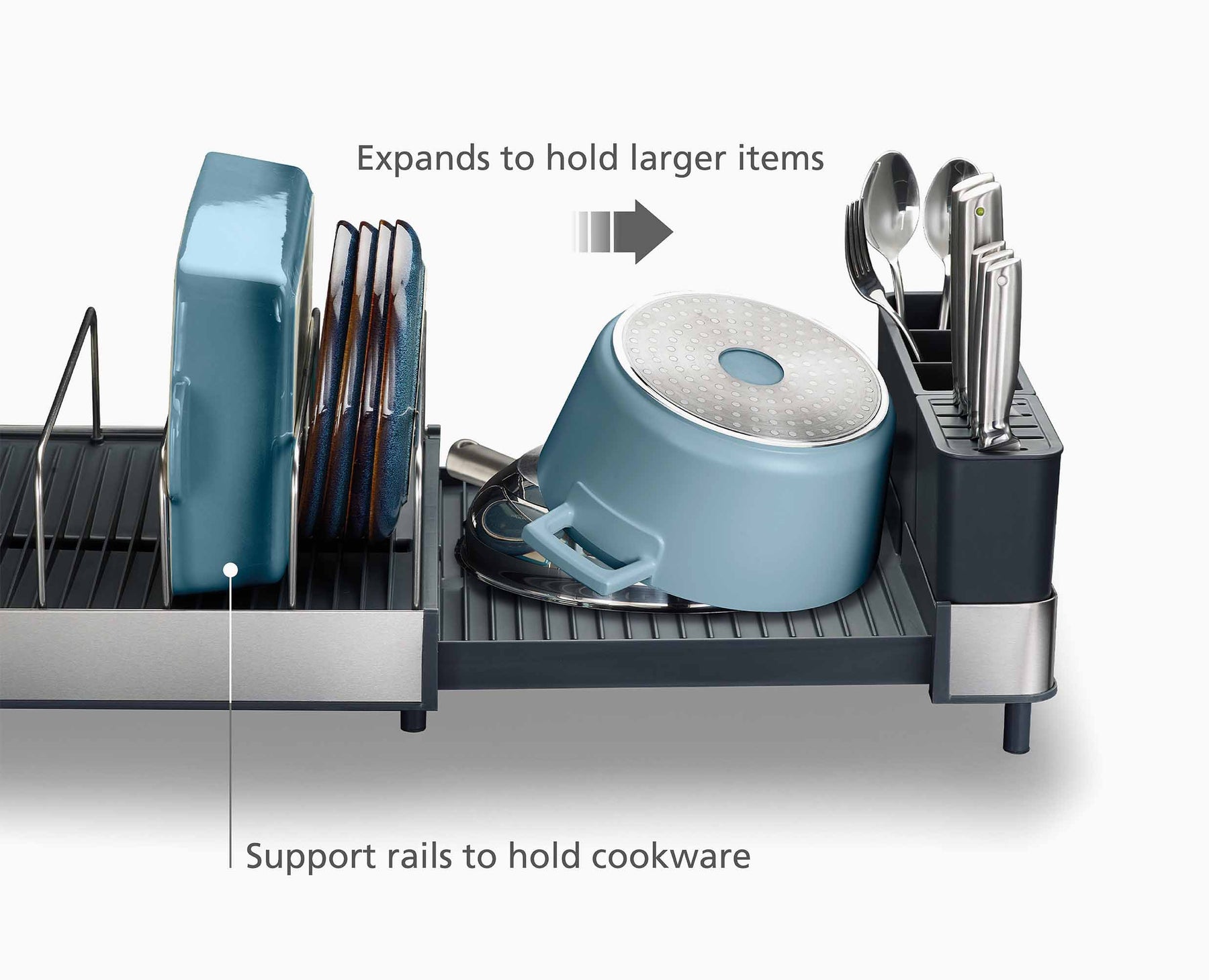 Extend™ Max Steel Expandable Dish Drainer - 851690 - INFO