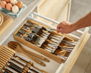 2-piece DrawerStore™ Bamboo Large Cutlery & Knife Organiser Set