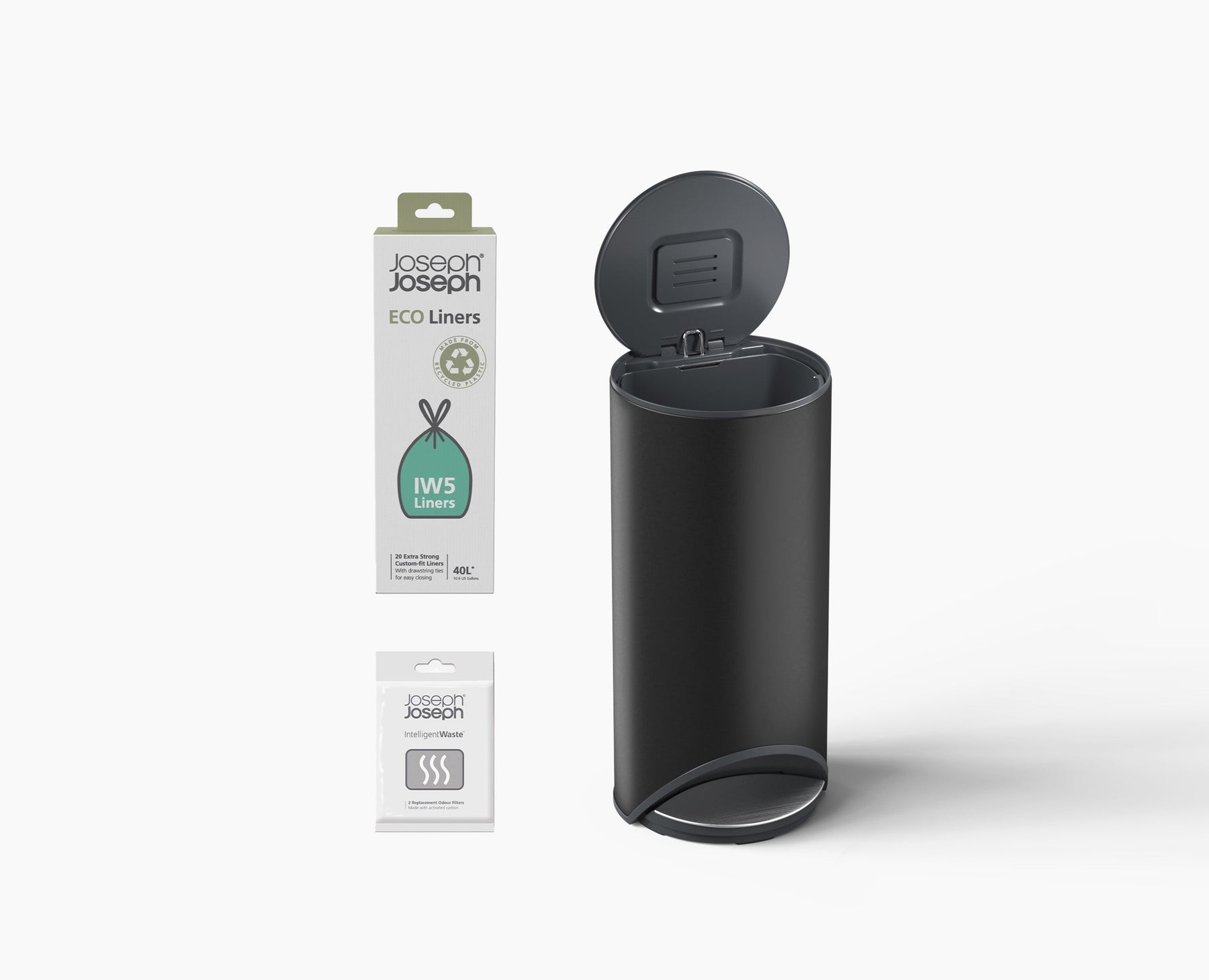 Arc™ 30L Easy-push Mattschwarz Treteimer Starter-Set