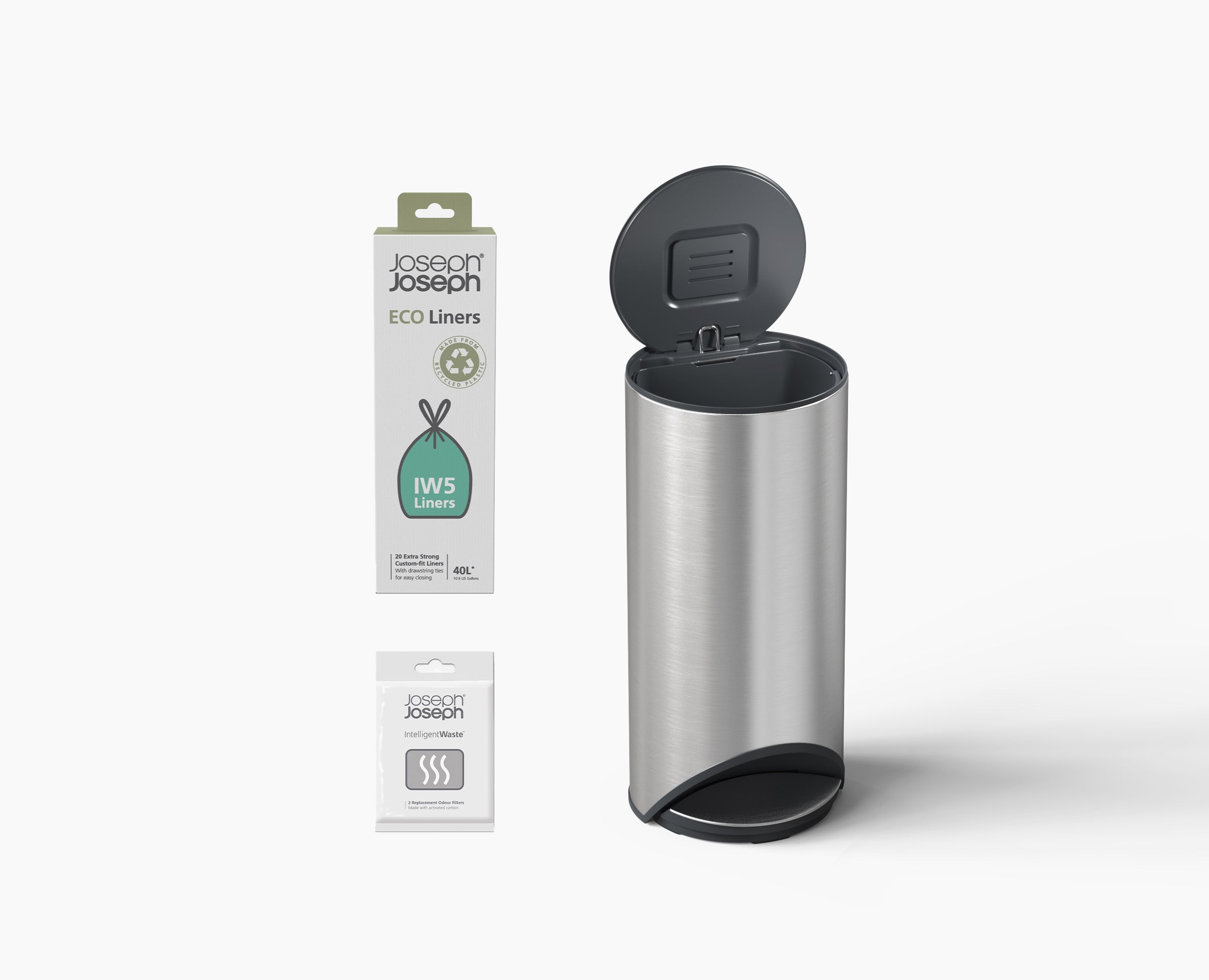 Arc™ 30L Easy-push Edelstahl Treteimer Starter-Set