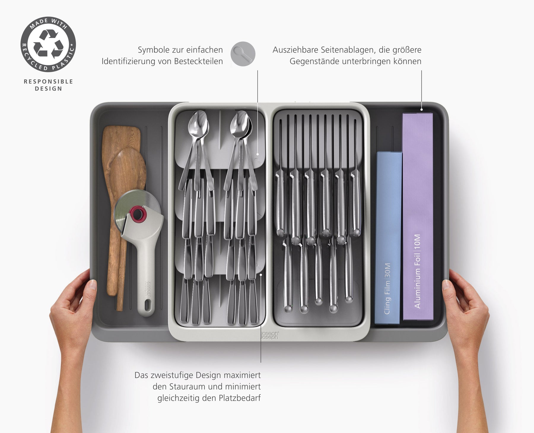 DrawerStore™ Expanding Tiered Cutlery, Utensil, Gadget & Knife Organiser
