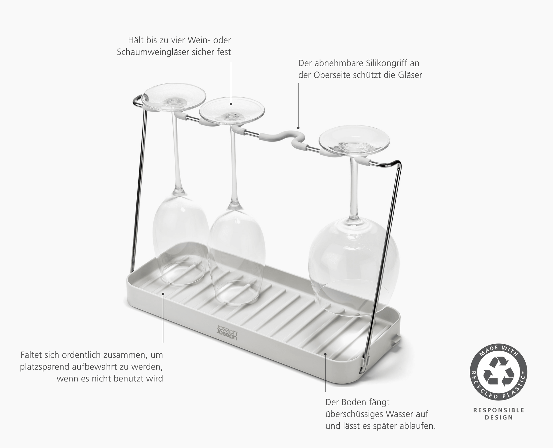 DrySmart™ Folding Wine Glass Drying Rack