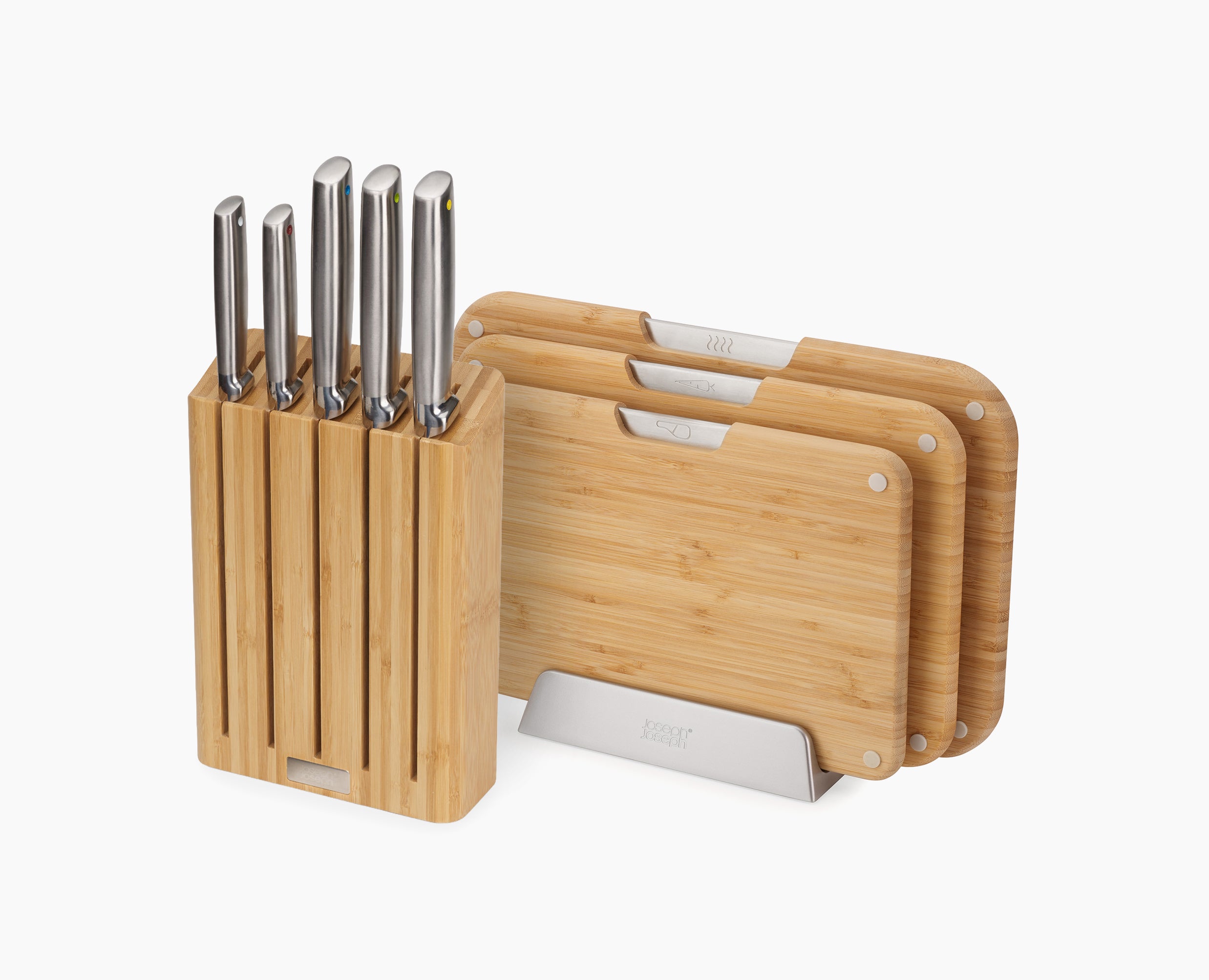 Bambus-Schneidebretter- und Messerblock-Set
