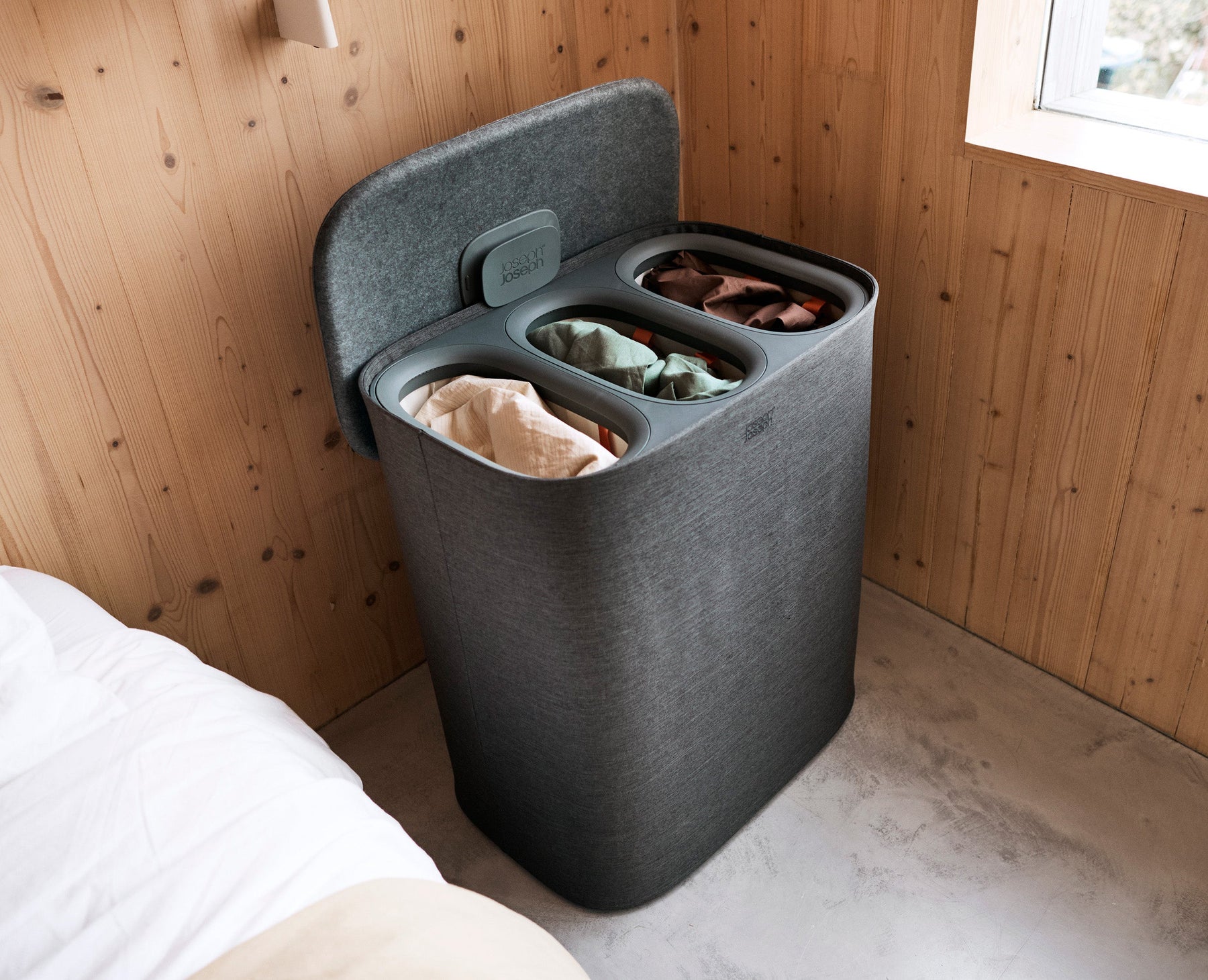 Tota 2 Trio 90L Waldgrau Wäsche-Trennkorb