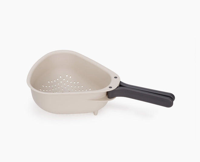 Droplet Large White Colander with Folding Handle