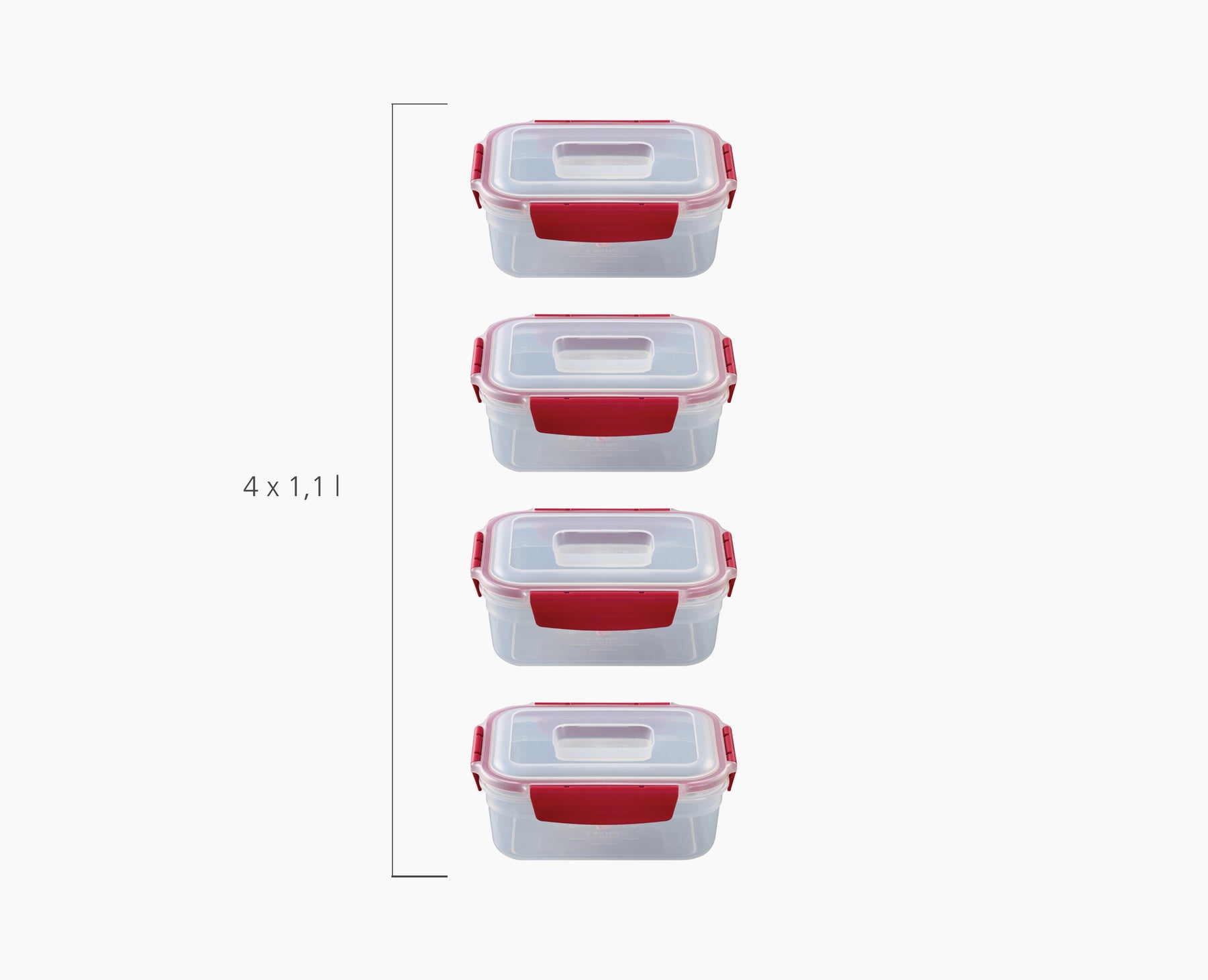 Nest Lock 4-Piece Red 1.1L Container Set