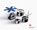 Space Steel Edelstahl 3-er Kochtopf- und Deckel-Set mit Klappgriff