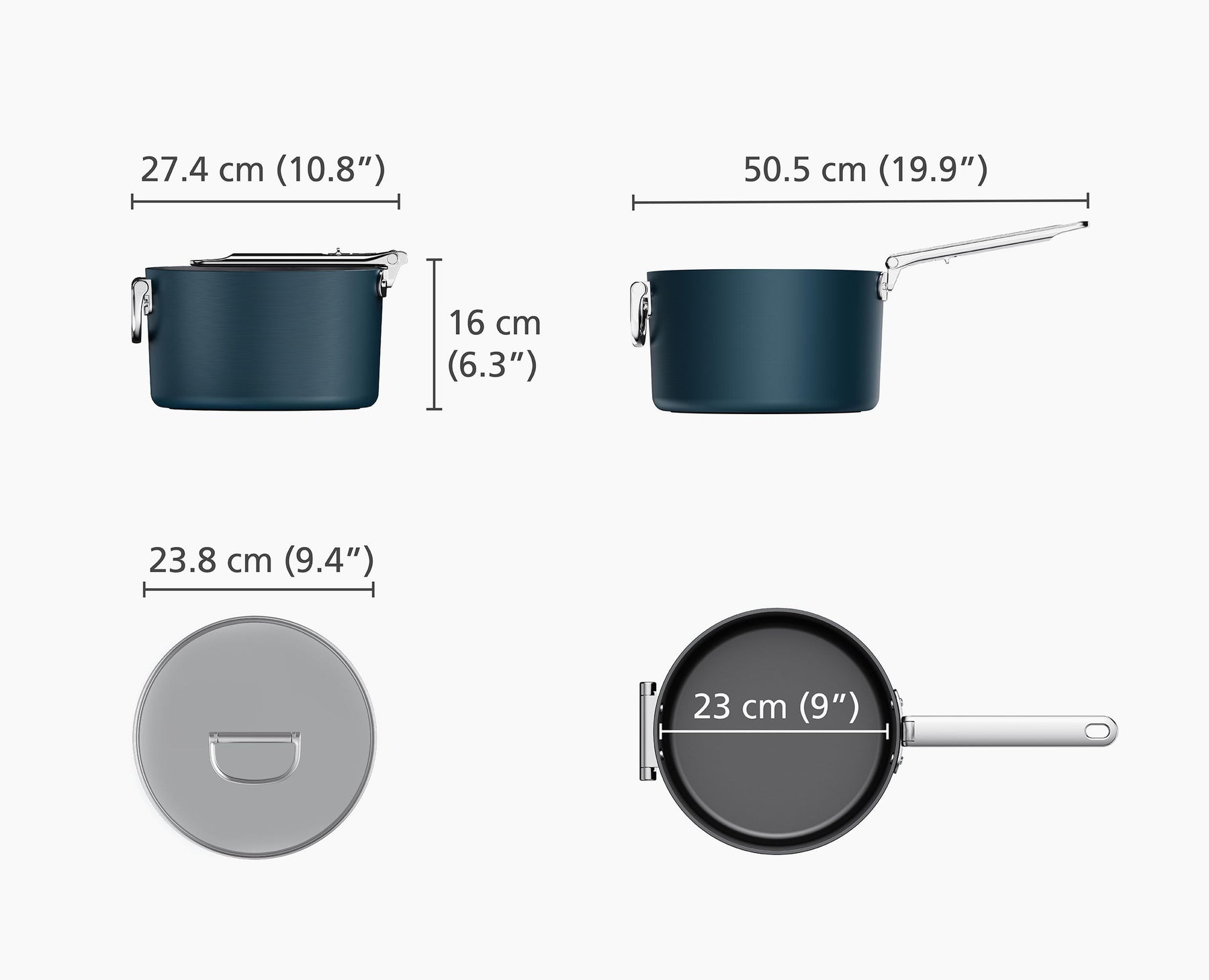 Space™ 23cm Non-stick Blue Saucepan &amp; Lid - 45039 - Image 7