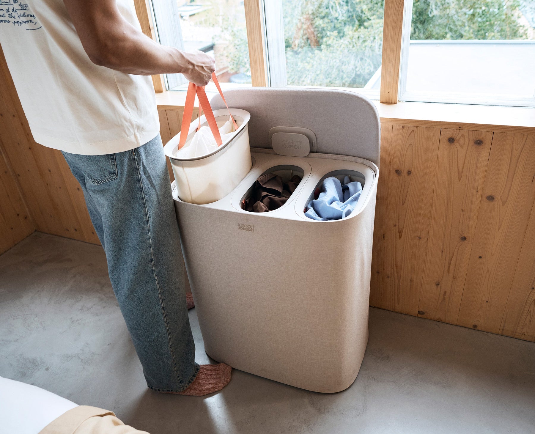 Tota 2 Trio 90L Blasses Pilzbraun Wäsche-Trennkorb