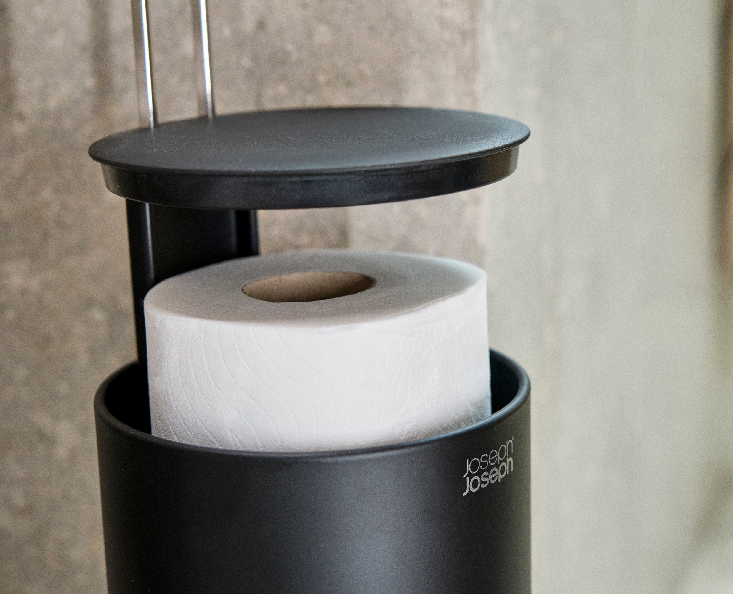 EasyStore™ Matt Black Concealed Toilet Roll Holder