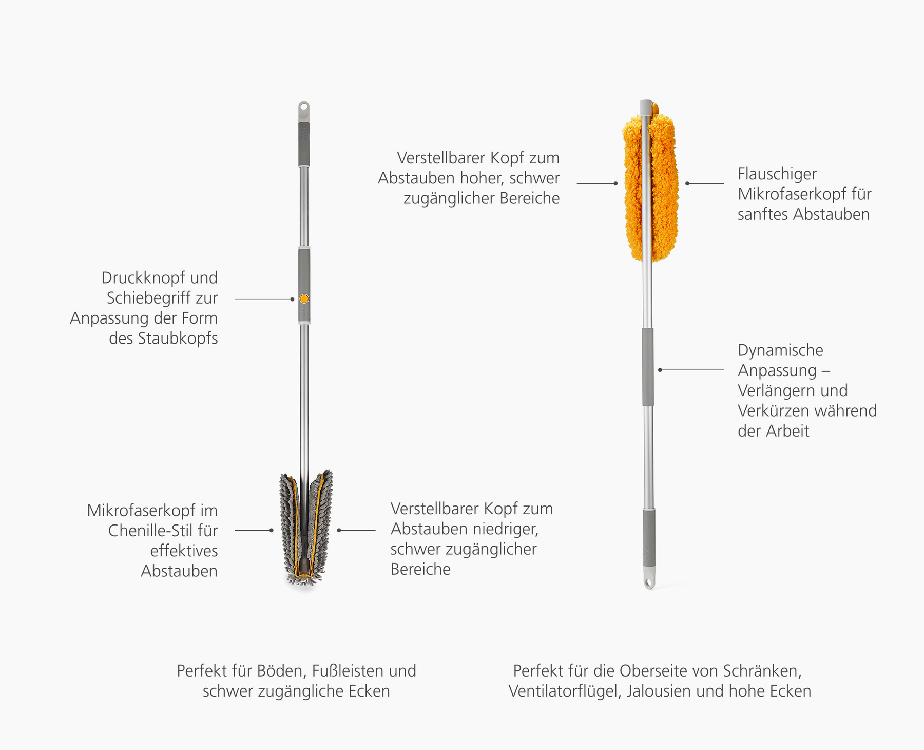 CleanTech™ Verstellbares Hochbereichs- &amp; Boden-Staubwischer-Set