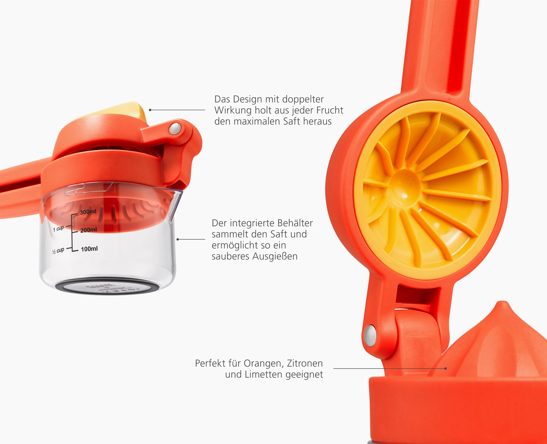 JuiceMax™ Plus Dual-Action Orange Citrus Press with Measuring Cup