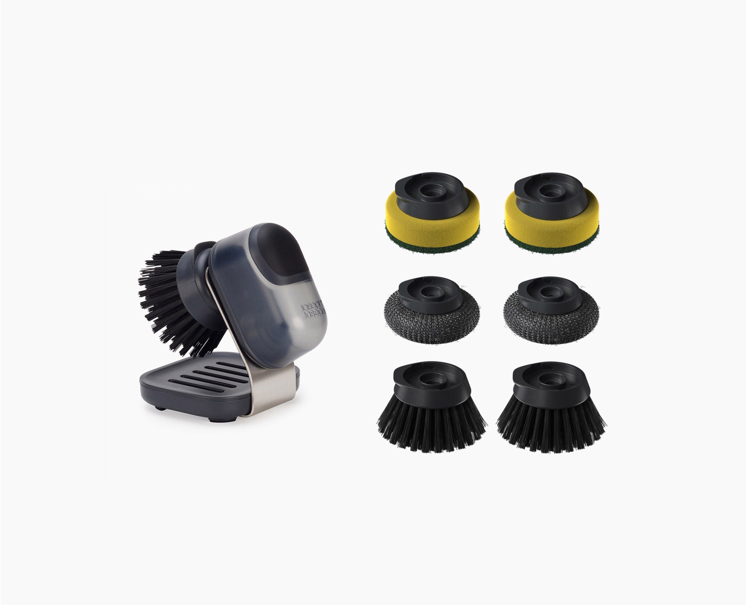 SinkTech™ Compact Soap Dispensing Washing-Up Brush with Steel Stand &amp; Extra Heads