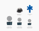 Space Stack 3-er Kochtopf- und Deckel-Set mit Klappgriff und Antihaft aus Keramik Blau