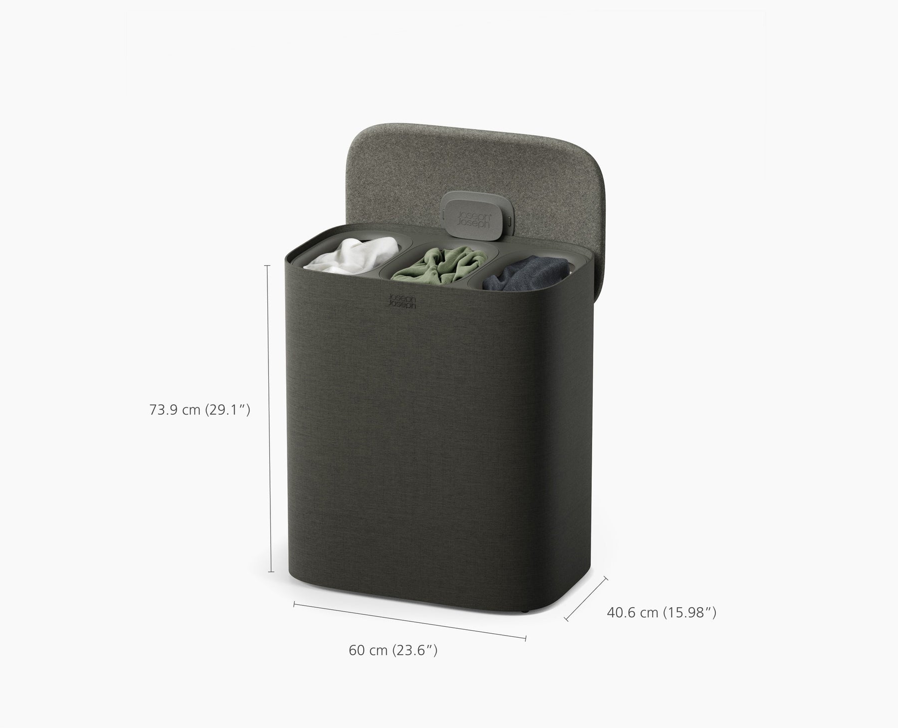 Tota 2 Trio 90L Waldgrau Wäsche-Trennkorb