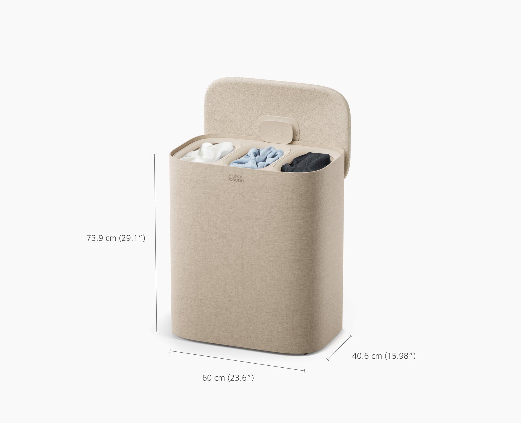 Tota 2 Trio 90L Blasses Pilzbraun Wäsche-Trennkorb