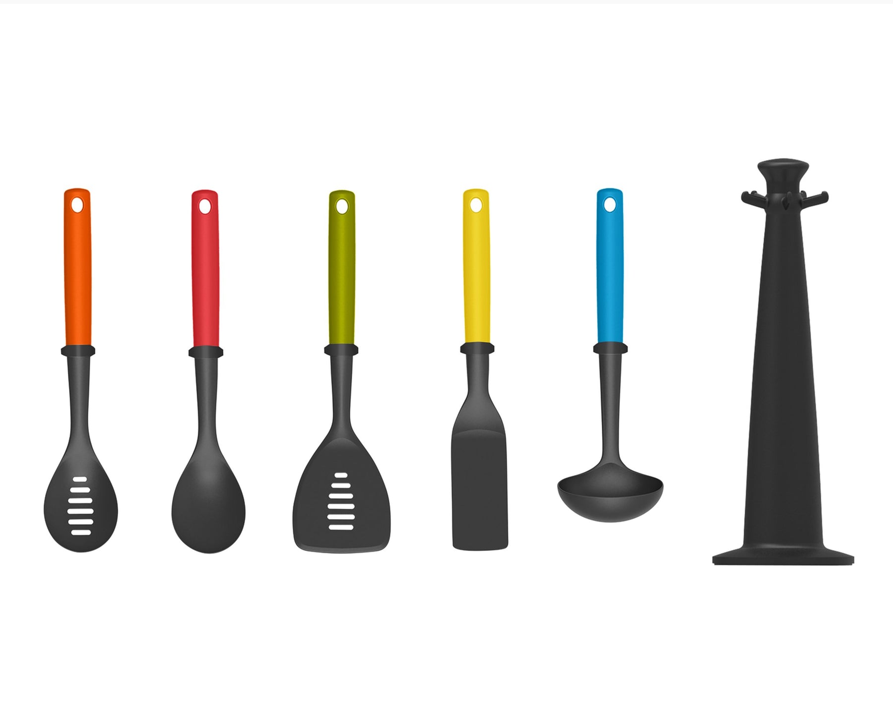 Includes a solid spoon, a slotted spoon, a slotted turner, a flexible turner and a ladle