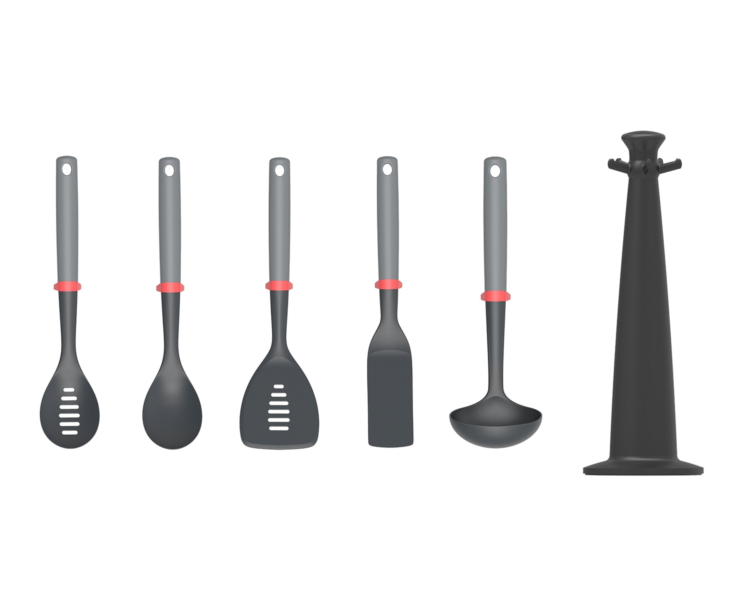 Includes a solid spoon, a slotted spoon, a slotted turner, a flexible turner and a ladle